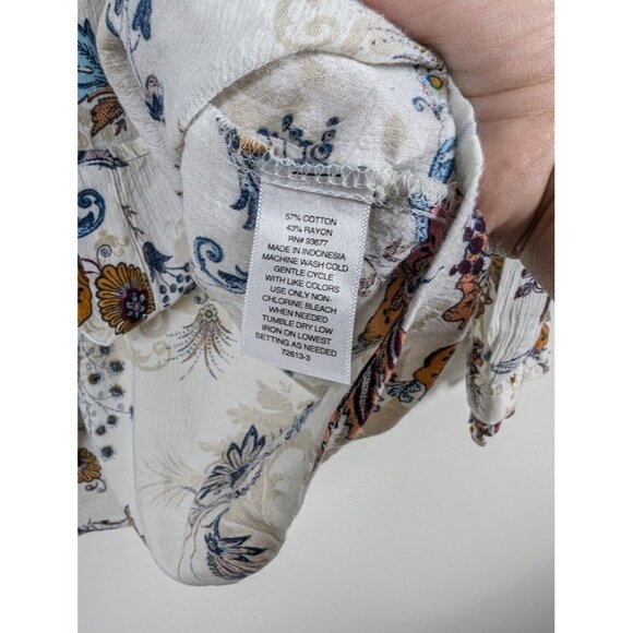 St Johns Bay Top Women XL Paisley Floral Boho Peasant Cottagecore Ruffle Casual - Picture 4 of 7